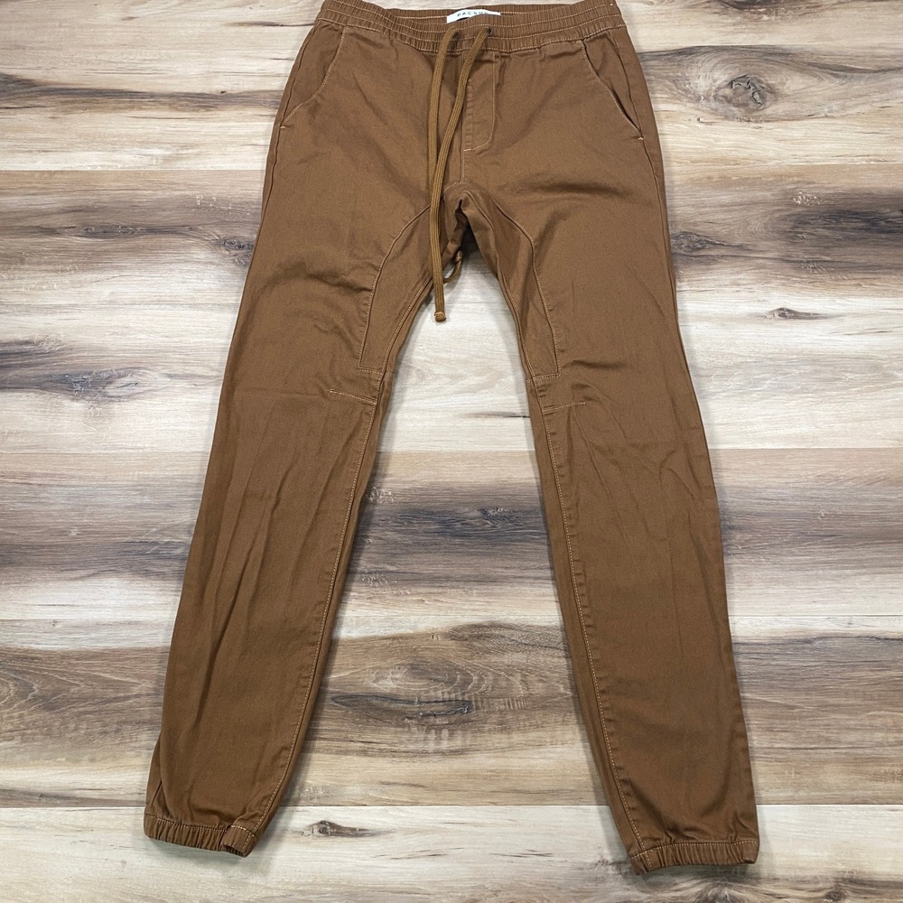 PacSun Joggers Mens Small Streetwear Twill Slim‎ Fit Tobacco Brown Skate Casual
